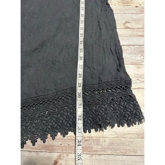 Stella Rosa Lace Crochet Trim Linen Dress Size Small Lagen Look Boho Gray Italy - Picture 5 of 6